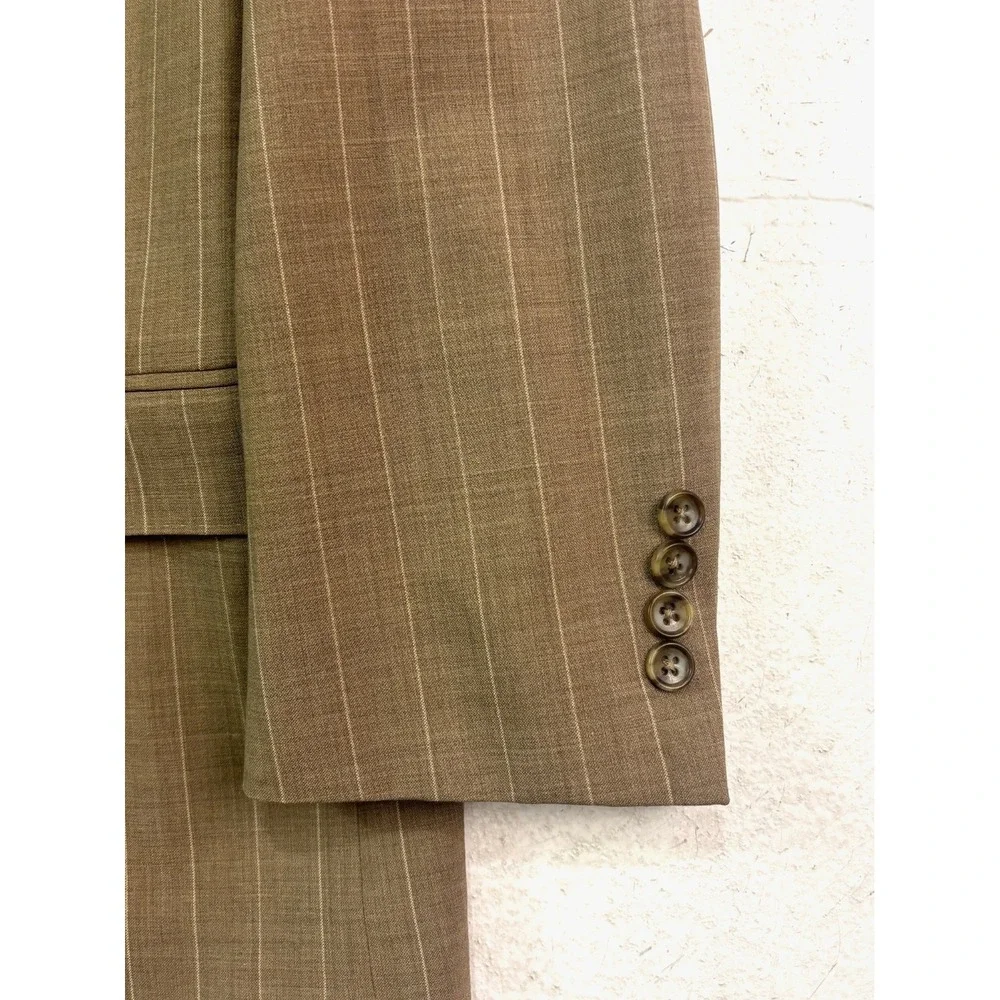 NEW Bonobos 44S Tan Chalk Stripe Jetsetter Unstructured Blazer Jacket Sport Coat